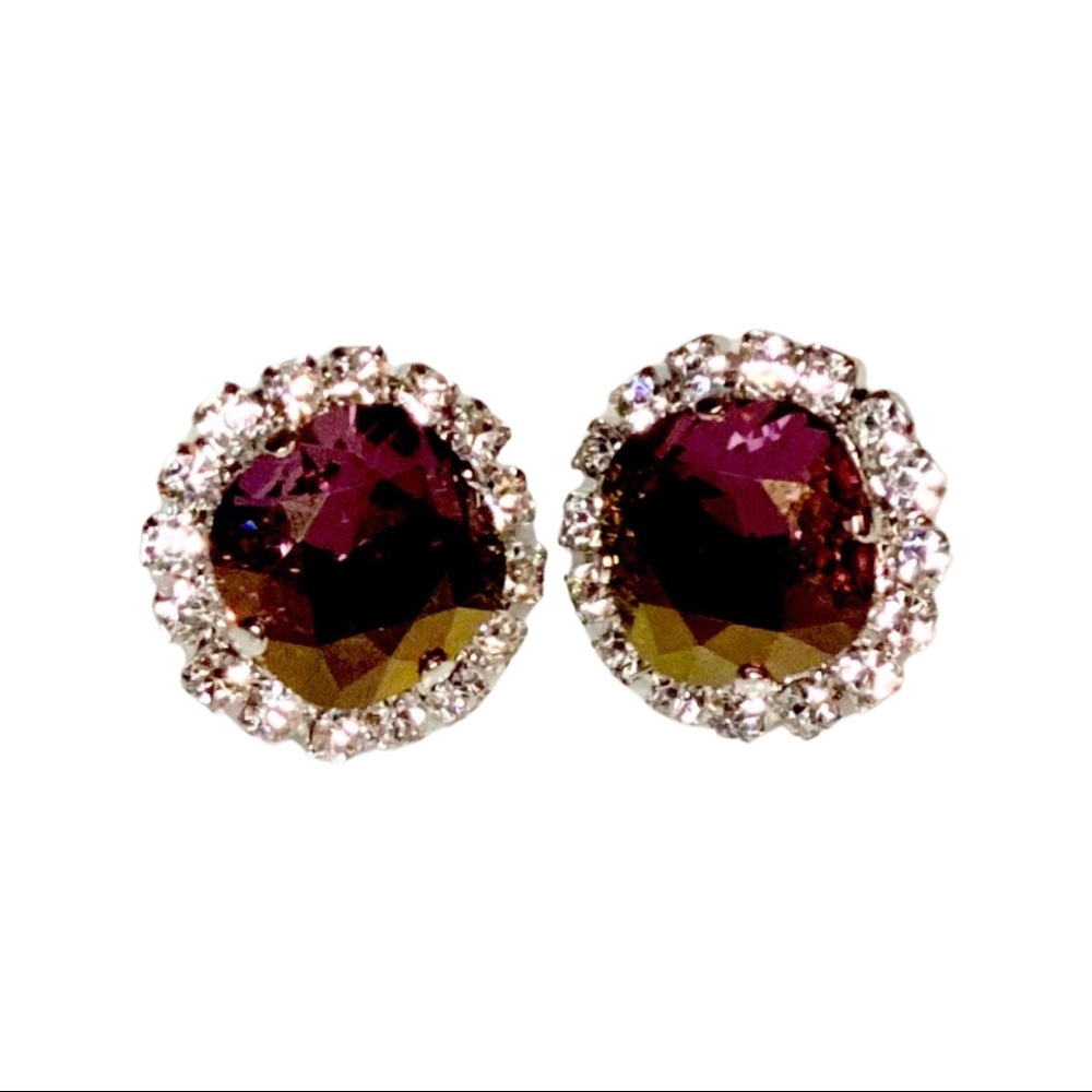 Lilac Shadow Swarovski Crystal Halo Stud Earrings